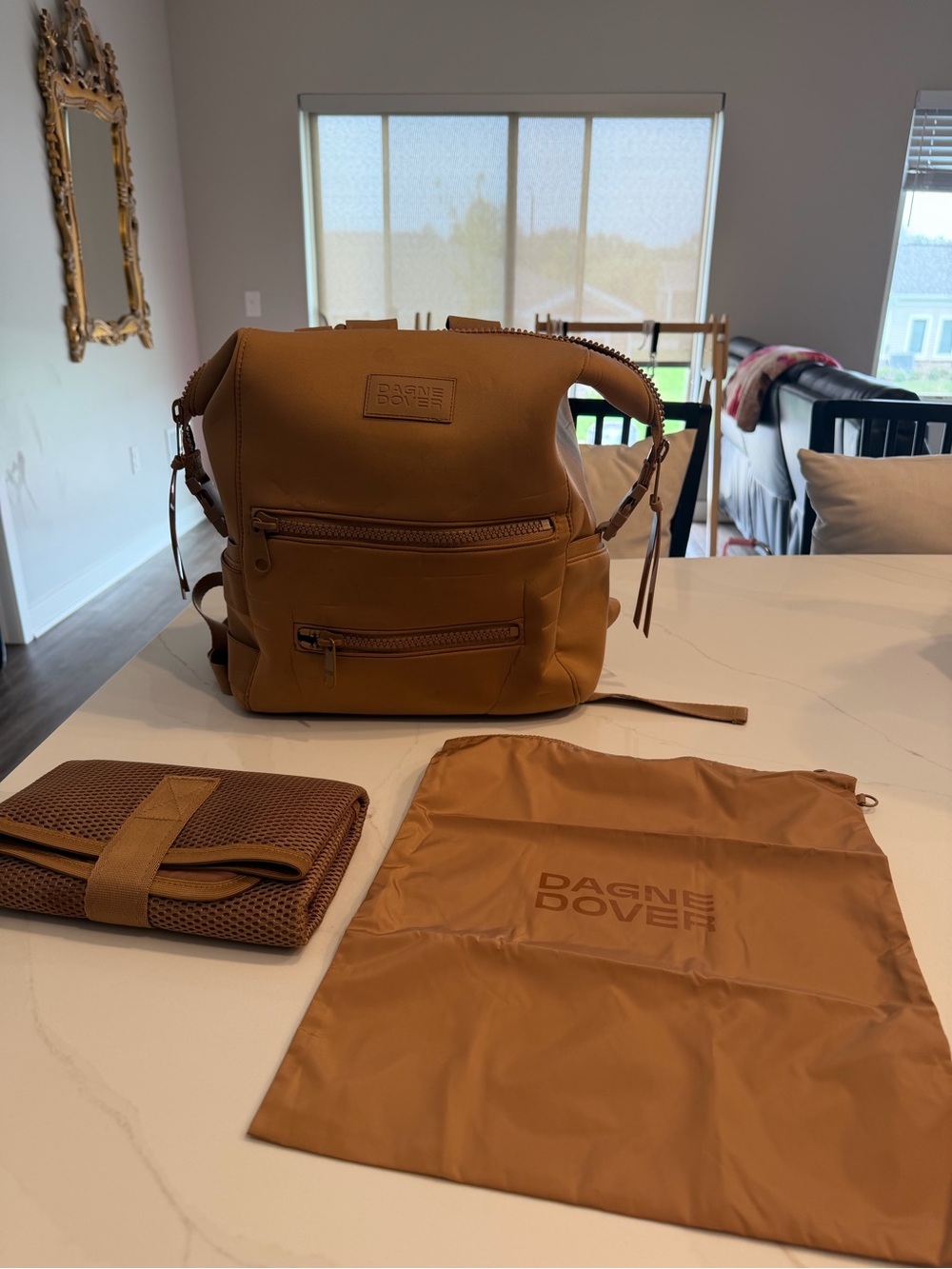 Dagne Dover Diaper Bag Backpack in Camel